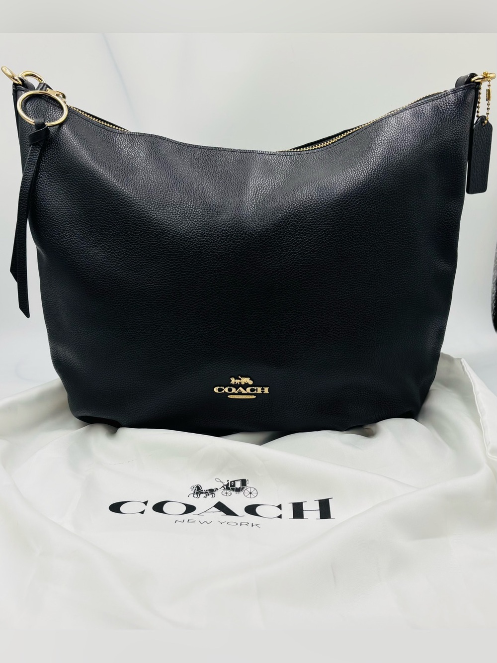 Coach Black Pebbled Leather Shoulder Hobo with Gold Hardware - Picture 1 of 16
